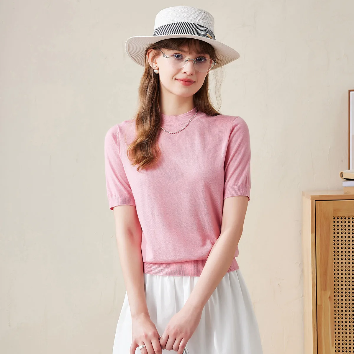 100% Wool Classic Short-Sleeve Sweater