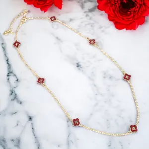 16" Gold Epoxy Hollow Clover Necklace