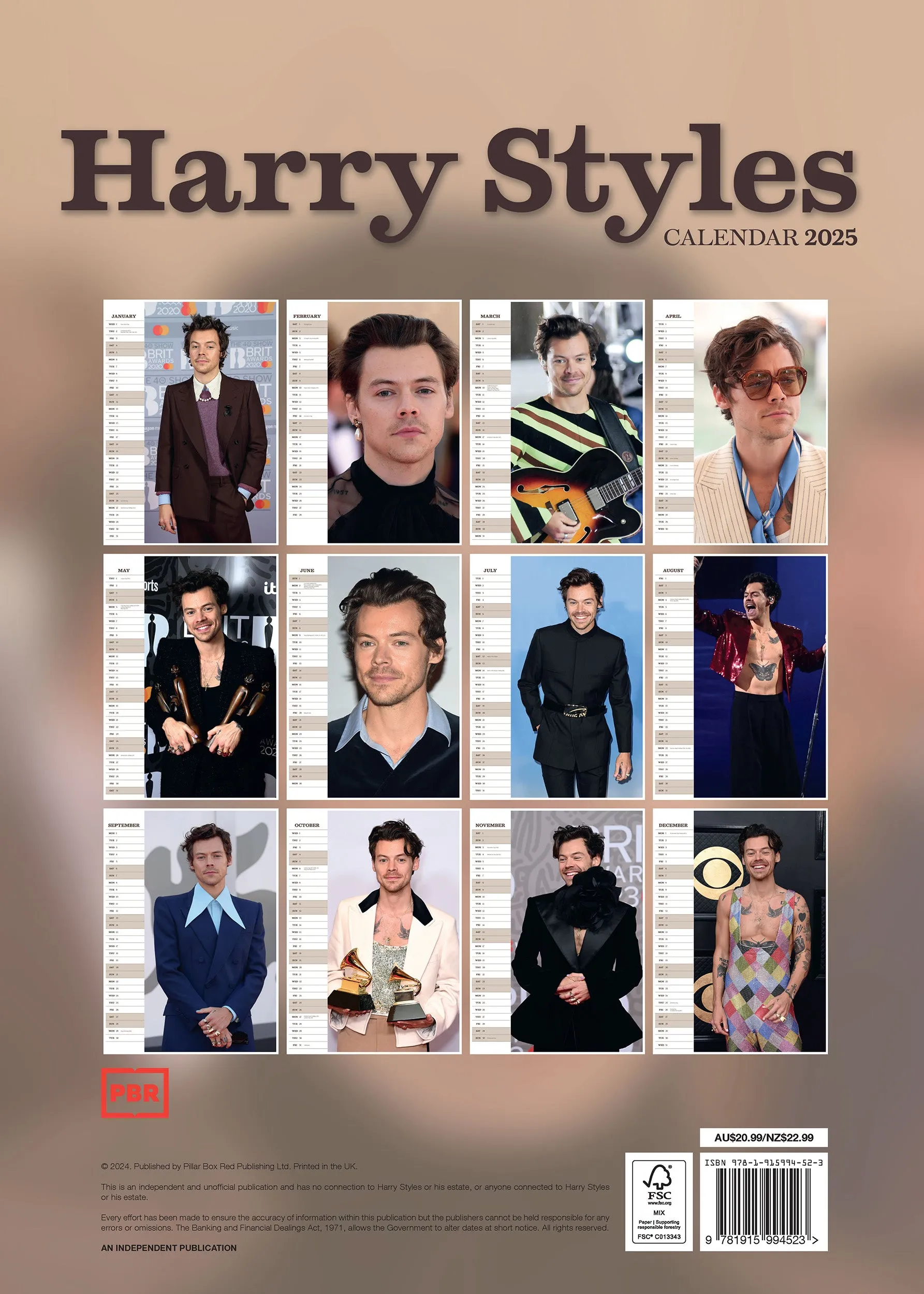 2025 Harry Styles Large Wall Calendar