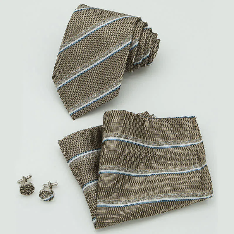 3Pcs Men's Casual Striped Office Accessory Necktie Set