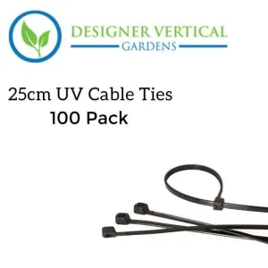 5 x 25cm UV Cable ties (wire, mesh or surfaces with holes) - 100 Pack (500 Total)