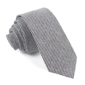 Black & White Houndstooth Cotton Skinny Tie