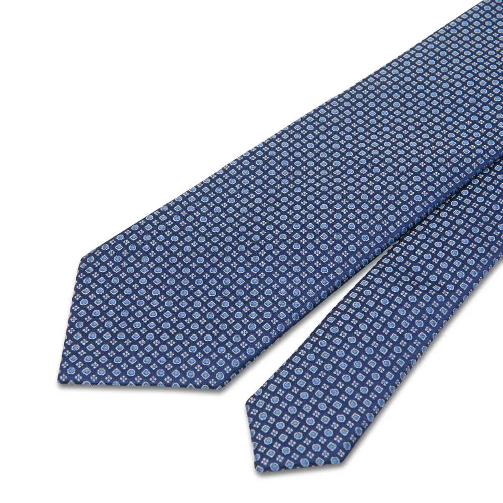 Blue Sophisticated Motif Woven Silk Tie