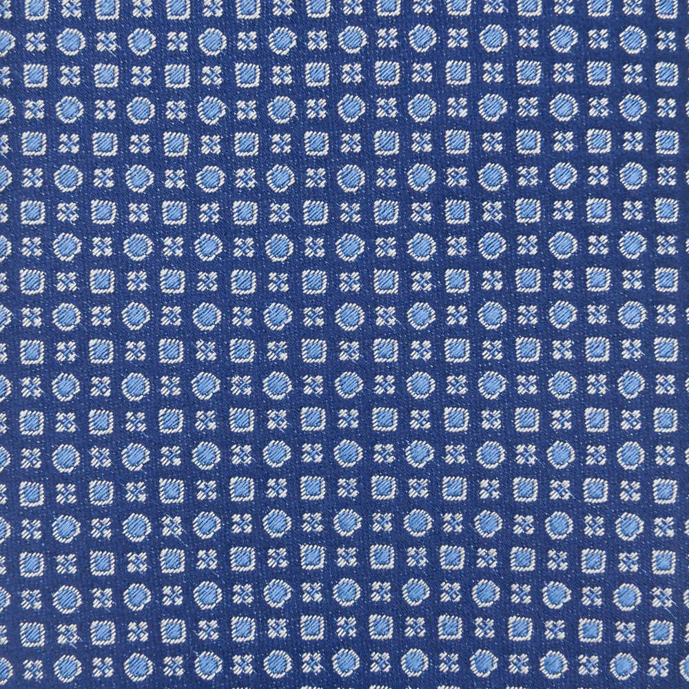 Blue Sophisticated Motif Woven Silk Tie