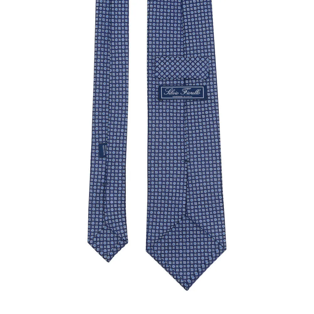 Blue Sophisticated Motif Woven Silk Tie