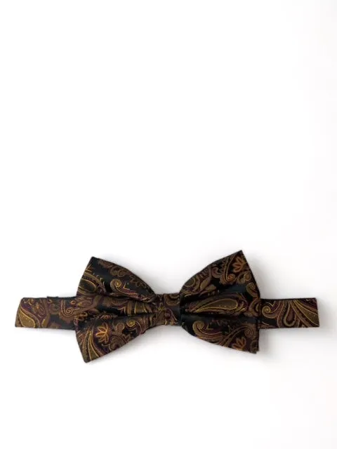 Bombay Brown and Black Paisley Silk Bow Tie and