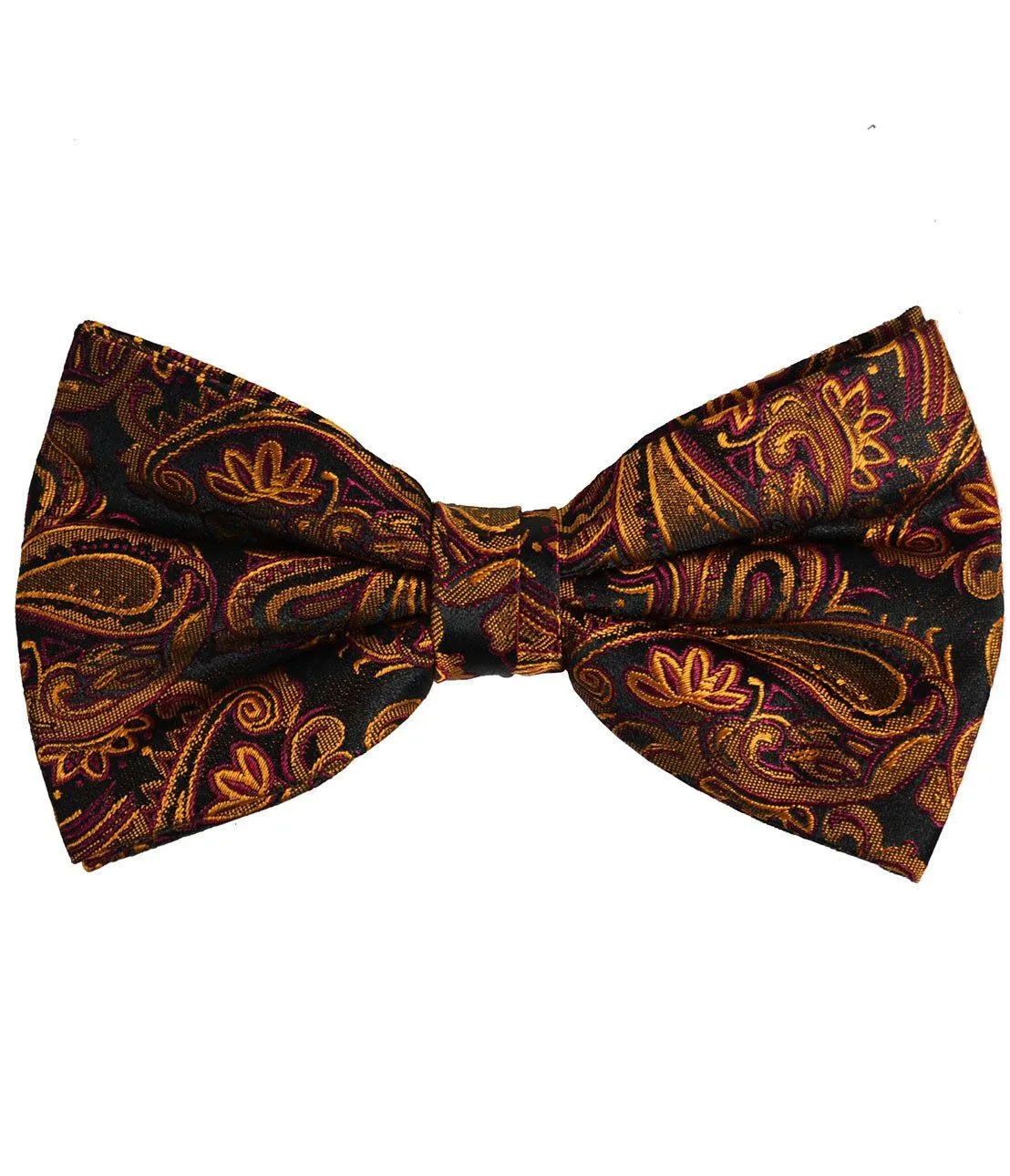 Bombay Brown and Black Paisley Silk Bow Tie and