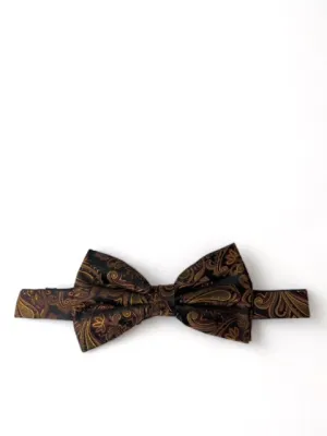 Bombay Brown and Black Paisley Silk Bow Tie and