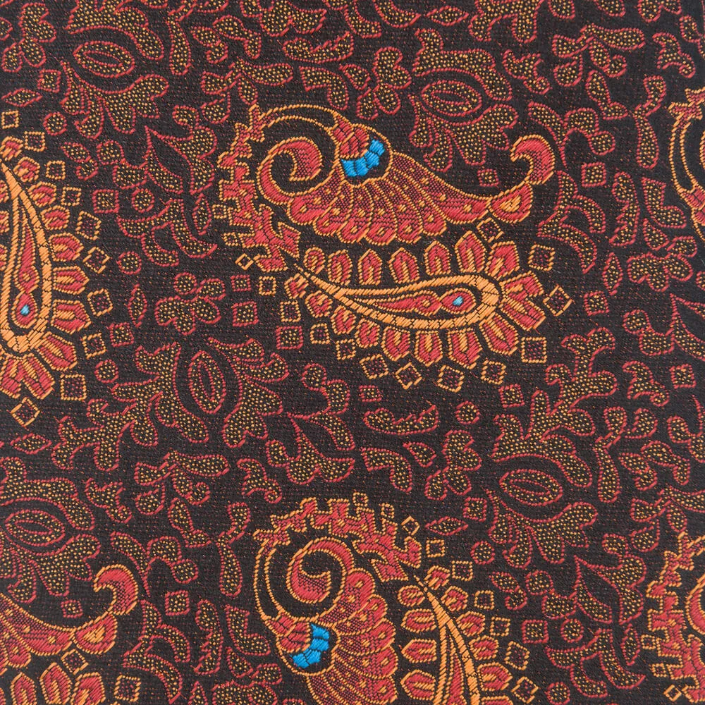Brown and Orange Oriental Paisley Woven Silk Tie