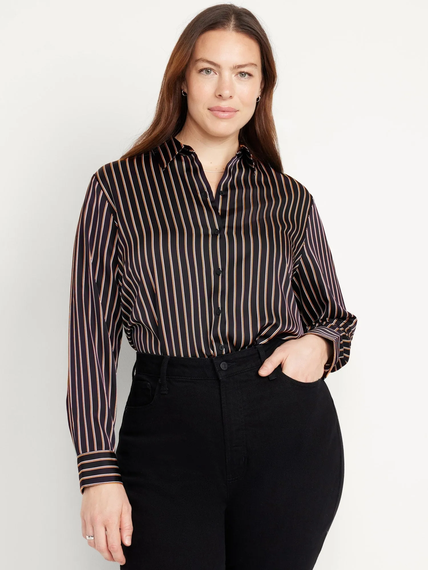 Classic Button-Down Satin Shirt