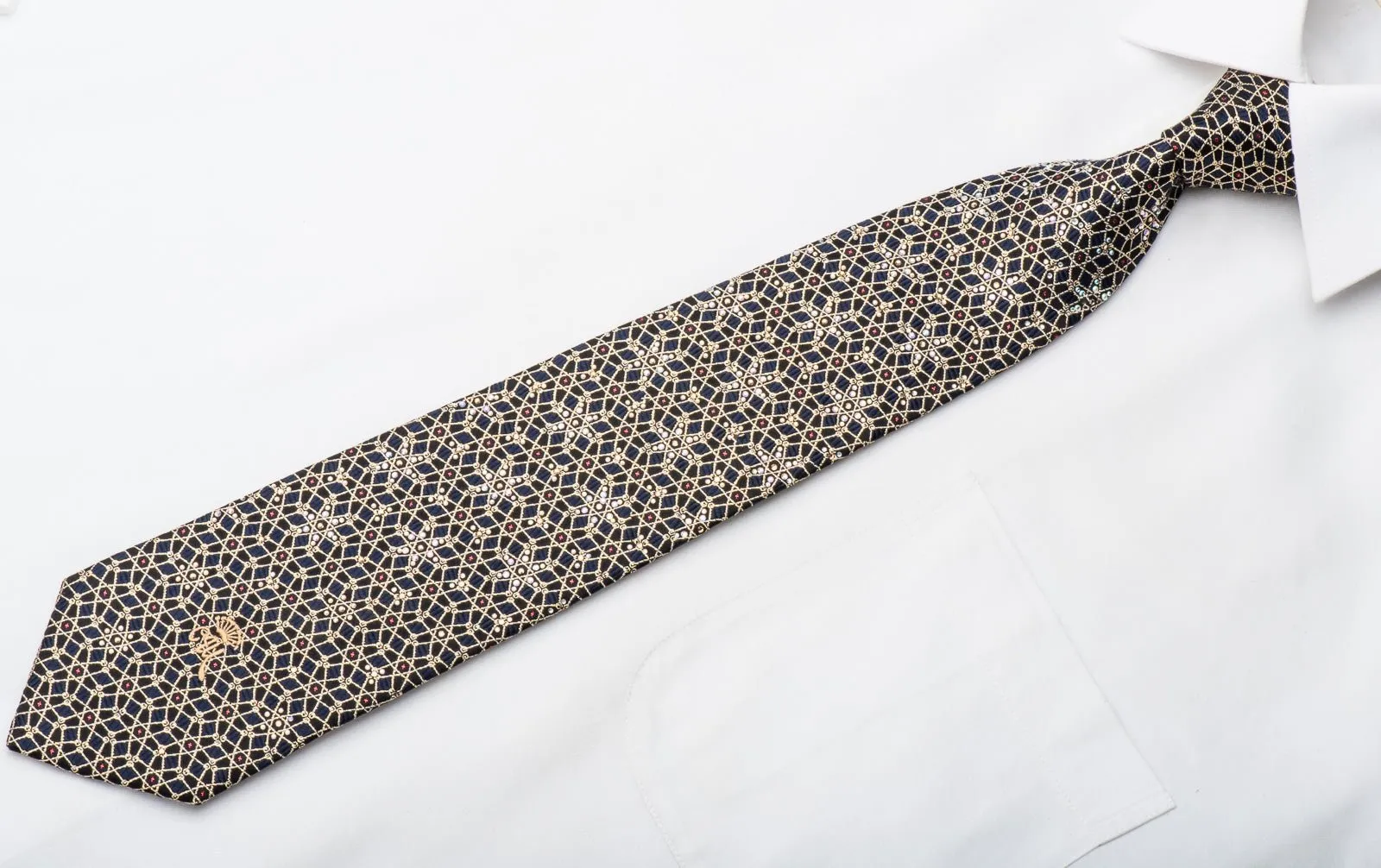 Countess Mara Men's Rhinestone Tie Golden Trellis On Black With Gold Sparkles
