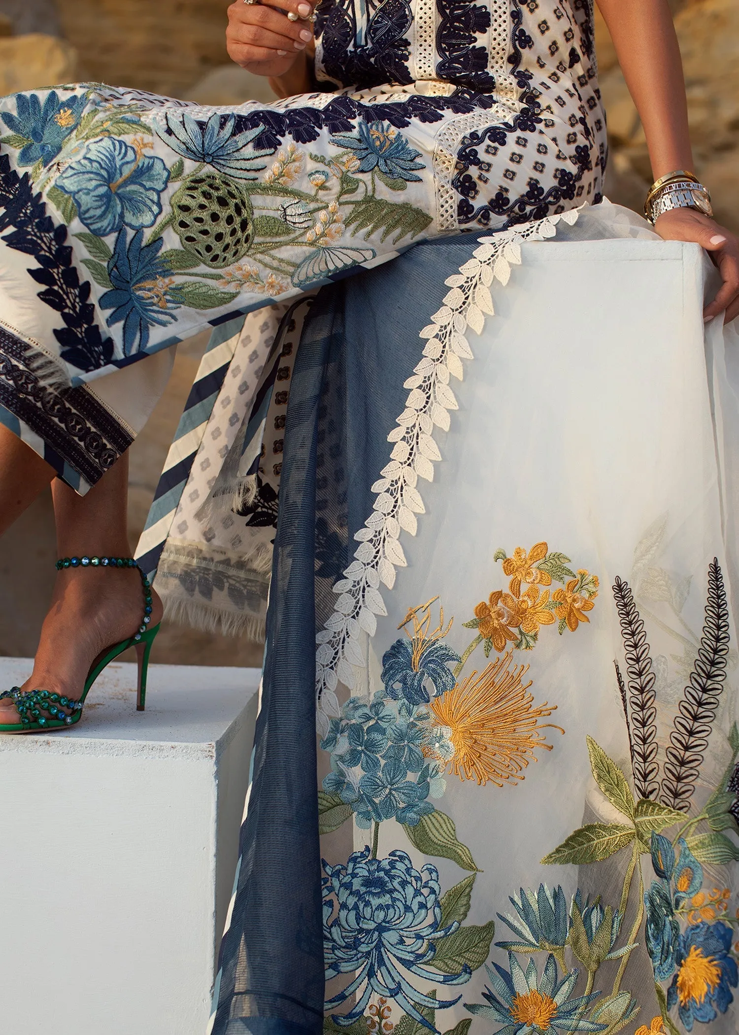 Crimson X Saira Shakira Luxury Lawn Collection 2022 – Summer Blooms - 6A - Cobalt