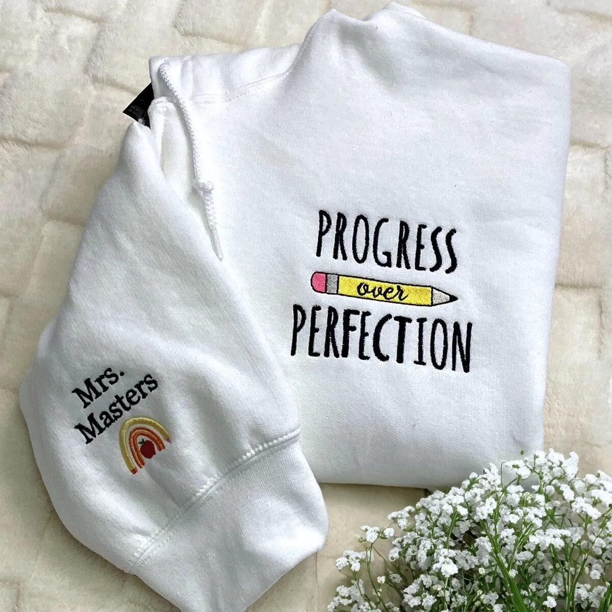 Custom Embroidered Sweatshirt with Your Logo, Any Text or Photo
