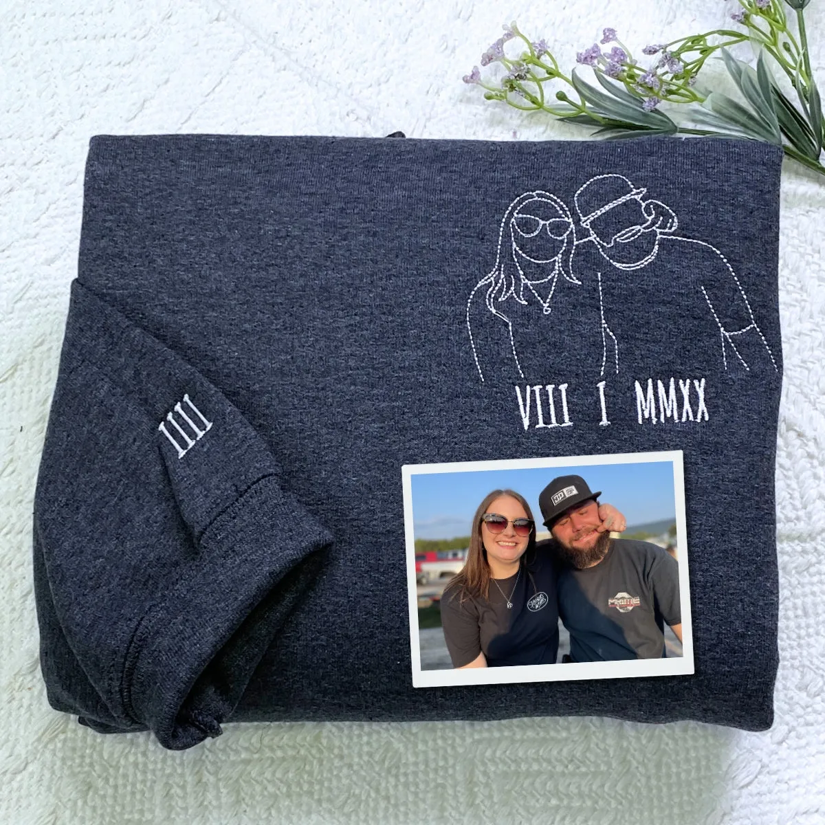 Custom Embroidered Sweatshirt with Your Logo, Any Text or Photo