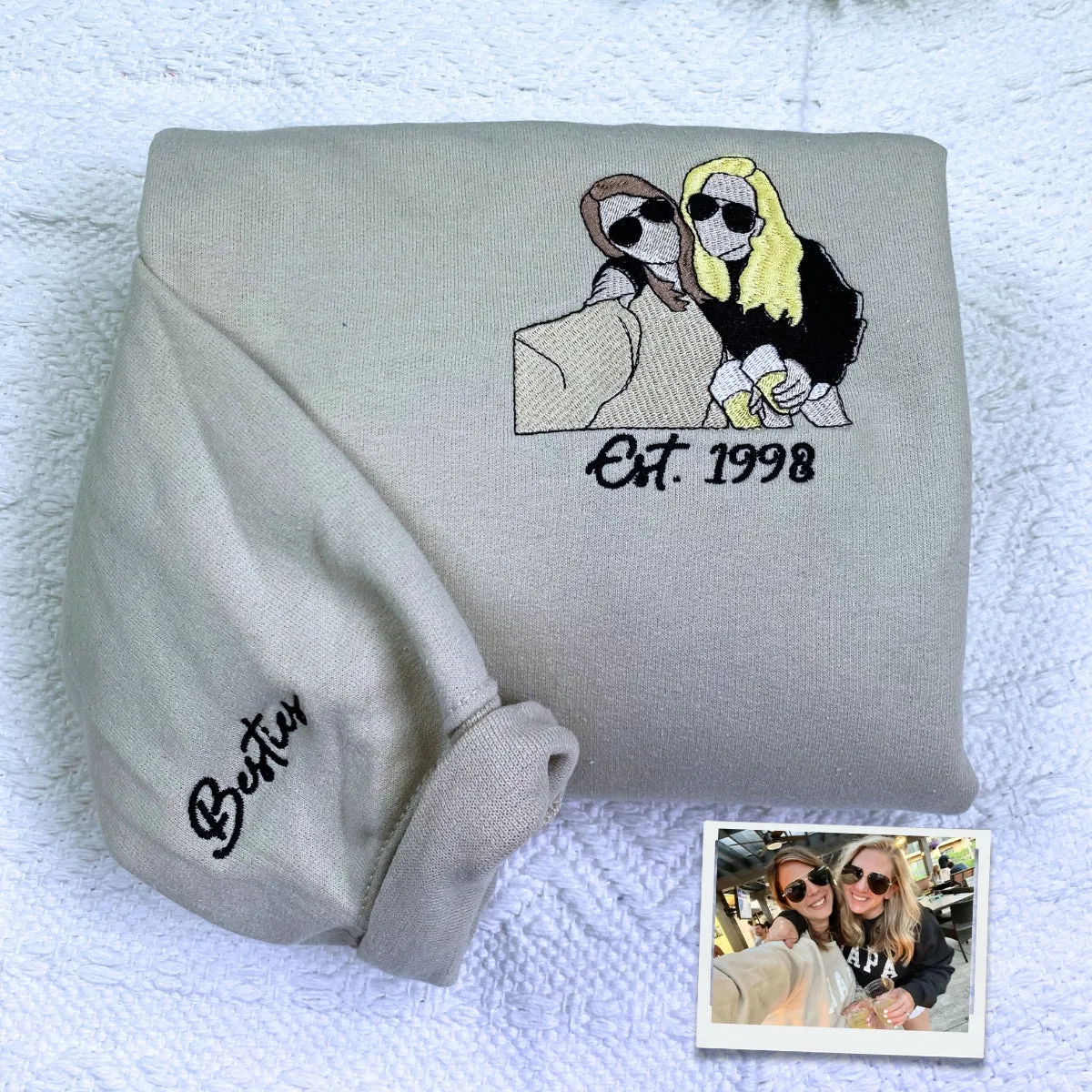 Custom Embroidered Sweatshirt with Your Logo, Any Text or Photo