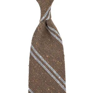 Double Bar Shantung Grenadine Tie - Beige - Hand-Rolled