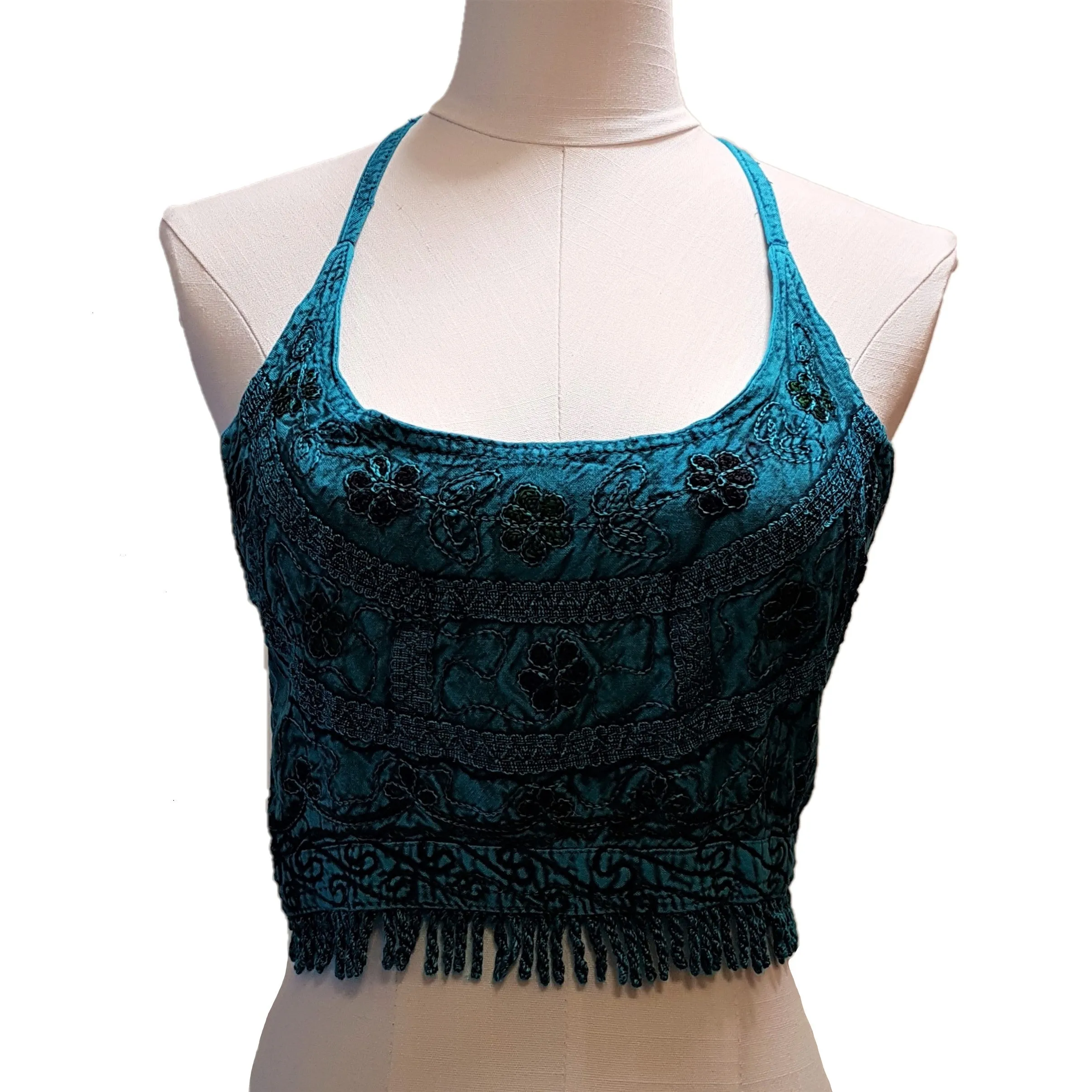 Embroidered Halter-Neck Cropped Top - Choice of Colours