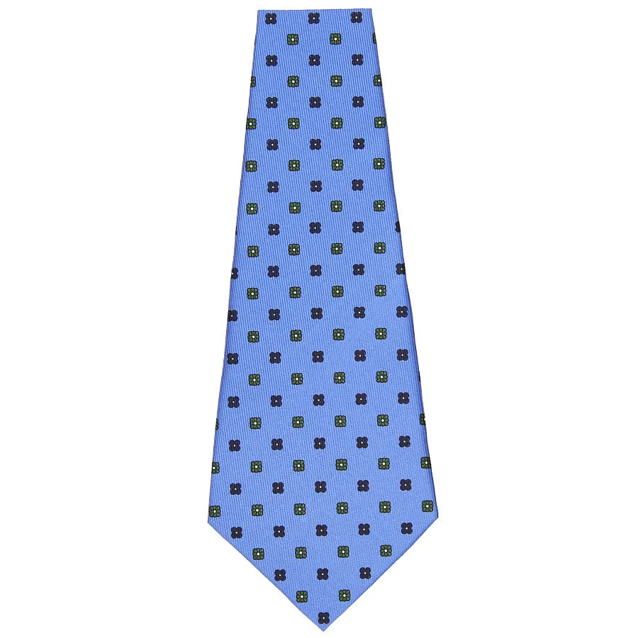 Floral Printed Silk Bespoke Tie - Light Blue