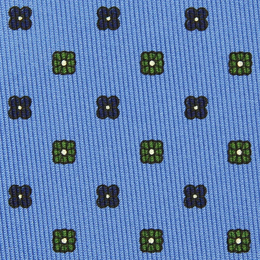 Floral Printed Silk Bespoke Tie - Light Blue