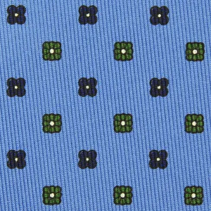Floral Printed Silk Bespoke Tie - Light Blue