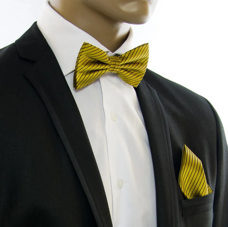 Gold and Brown Silk Bow Tie