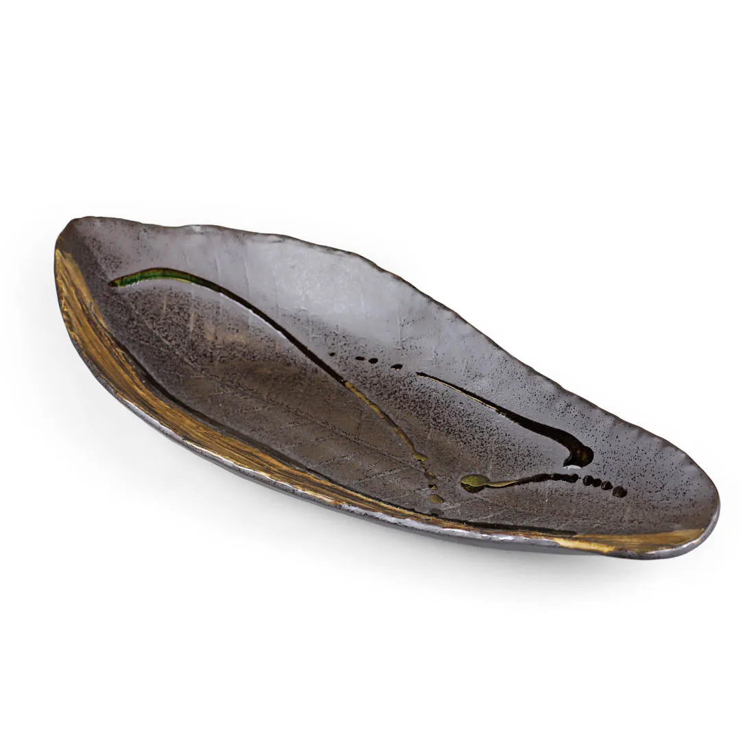 Hoba Leaf Shaped Large Serving Plate 16.9" x 7.1"