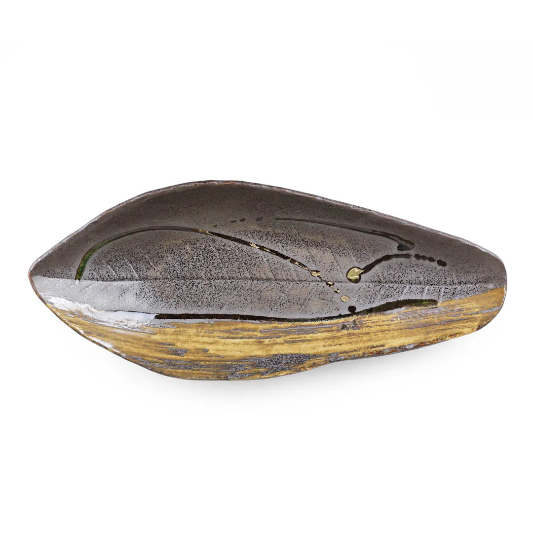 Hoba Leaf Shaped Large Serving Plate 16.9" x 7.1"