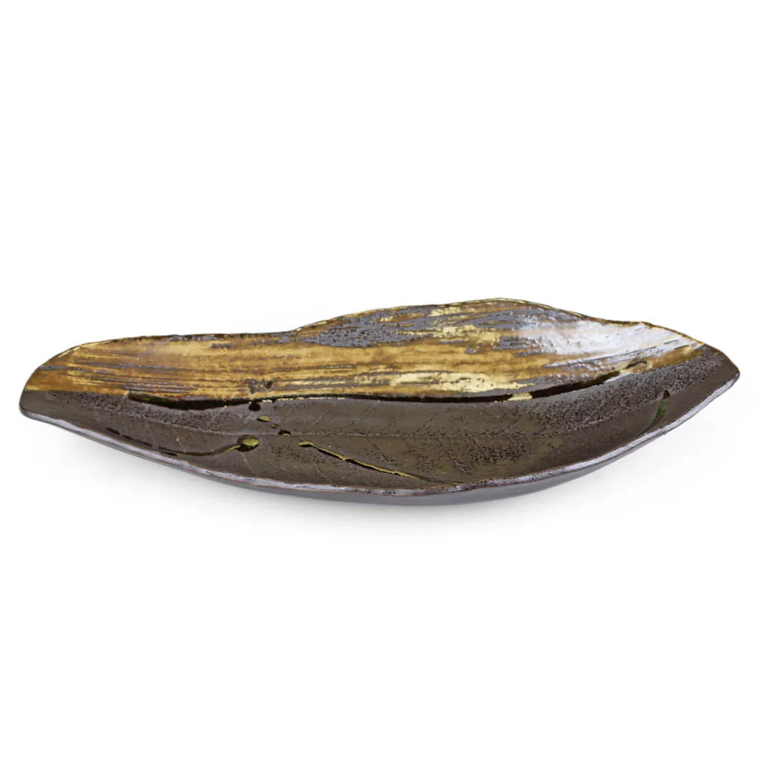 Hoba Leaf Shaped Large Serving Plate 16.9" x 7.1"