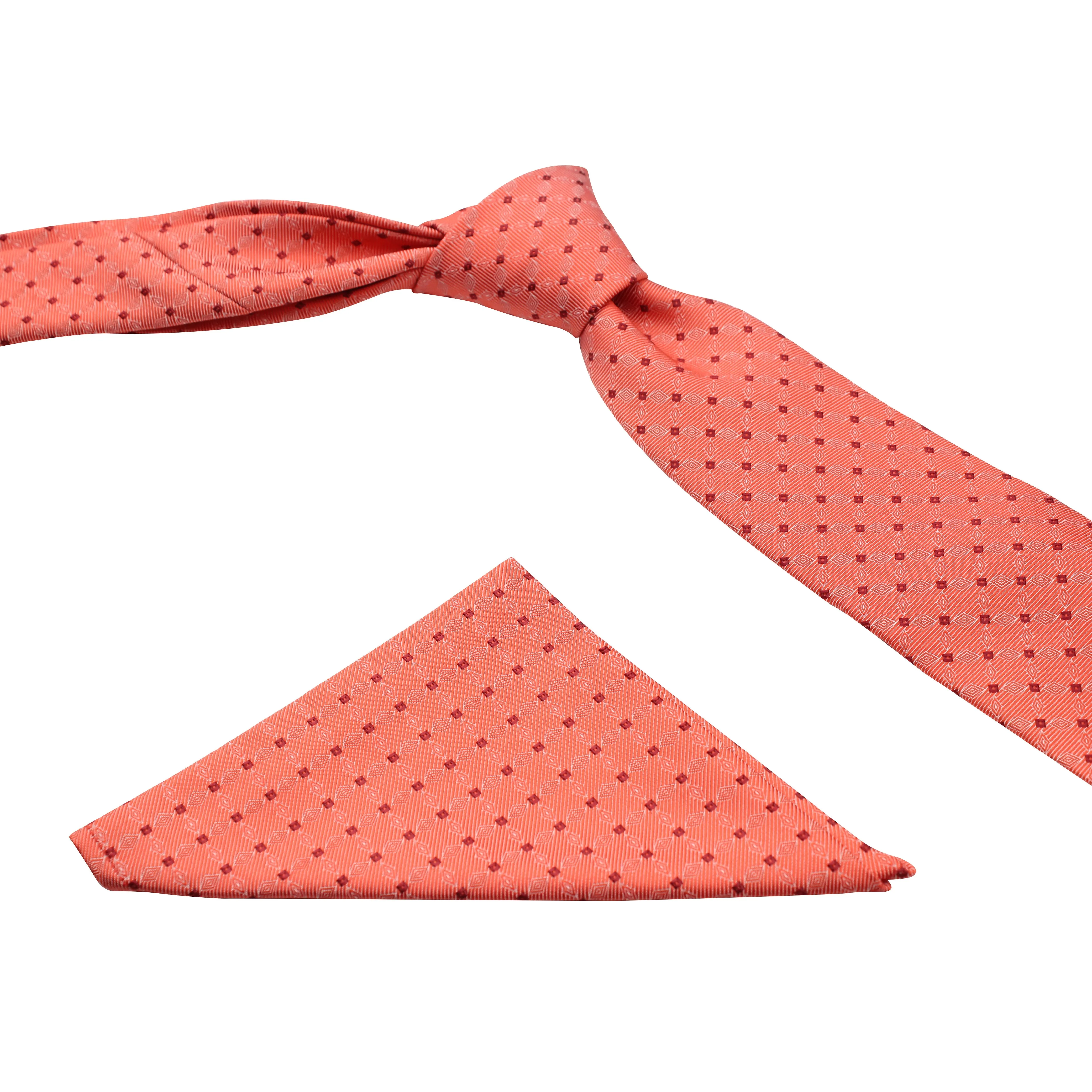 Kovove Pleasing Pink Checkered Necktie and Pocket Square Gift Box