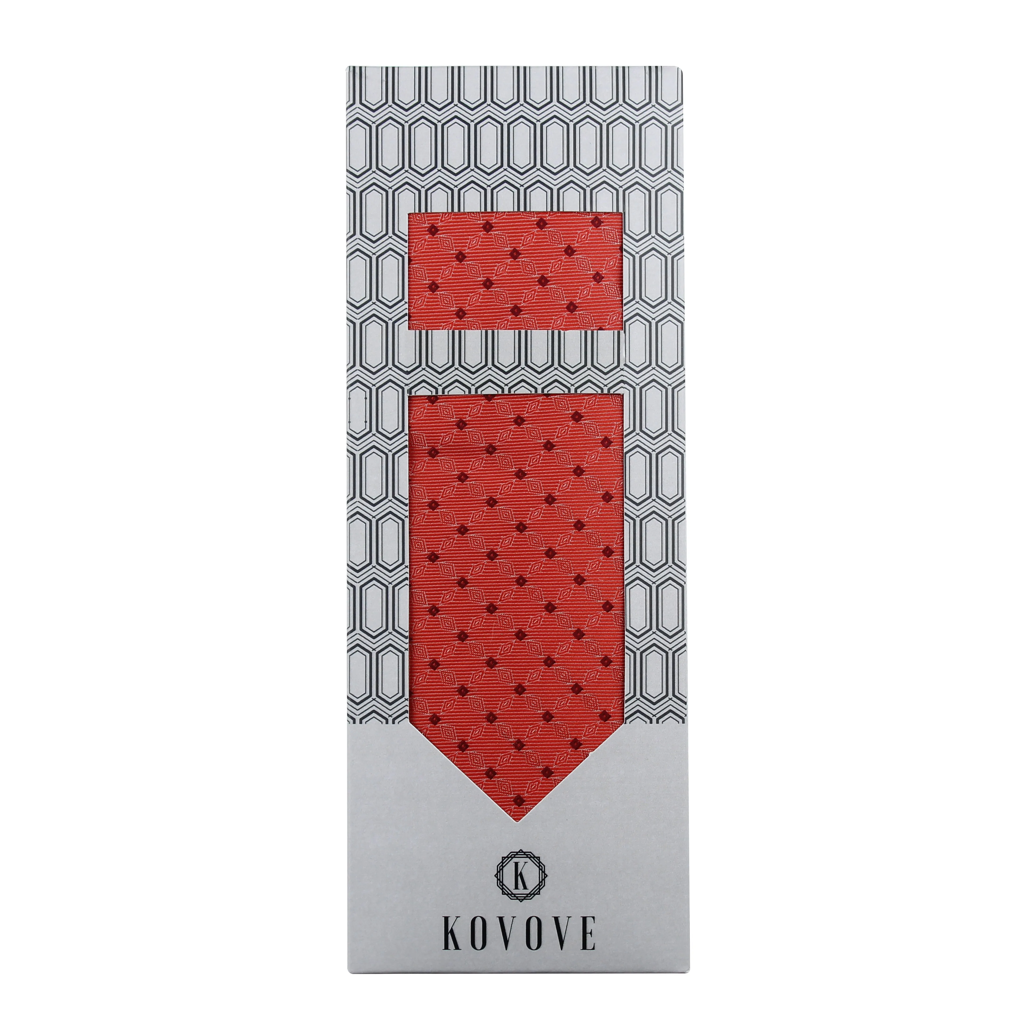 Kovove Pleasing Pink Checkered Necktie and Pocket Square Gift Box