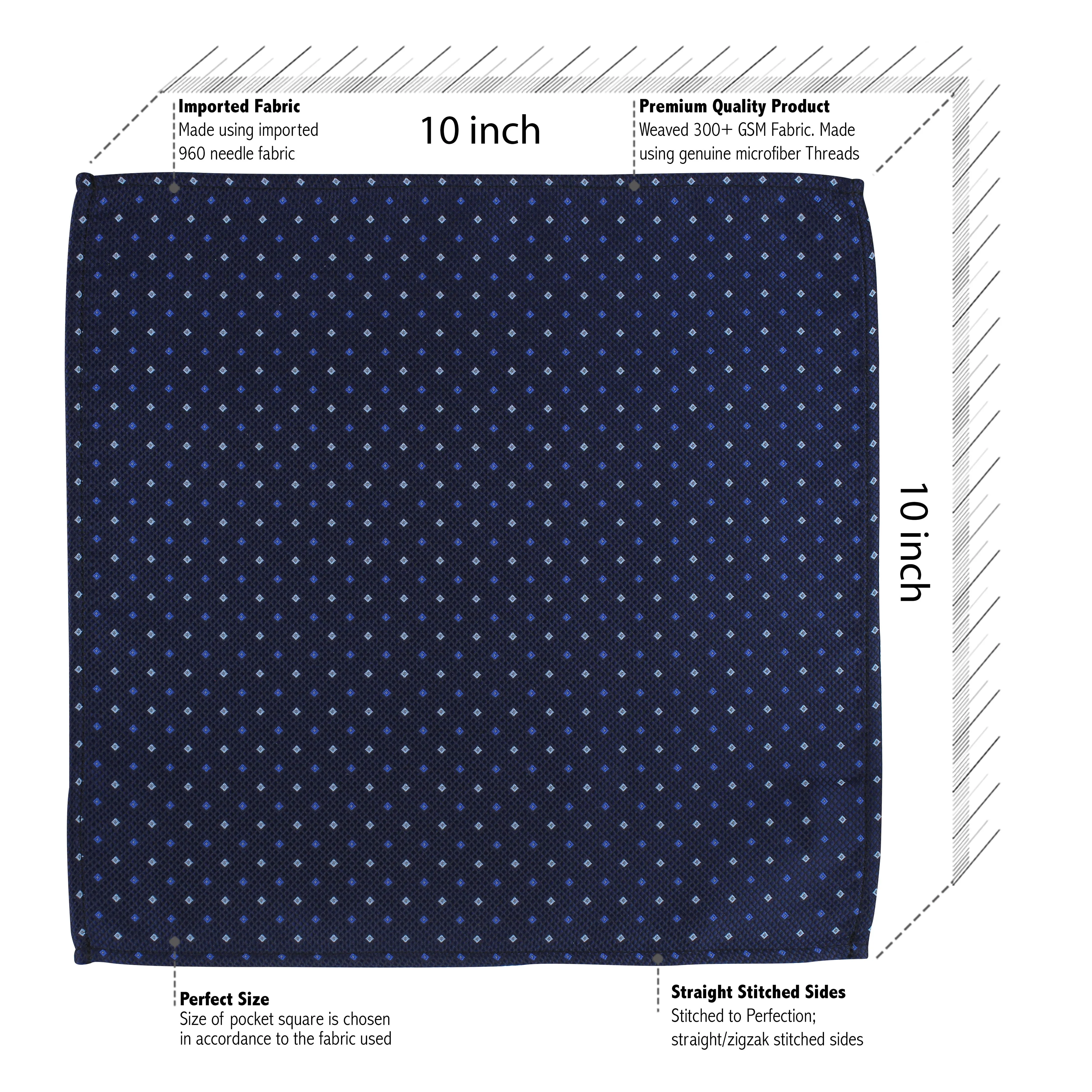 Kovove The Blue Treat Polka Print Pocket Square For Men