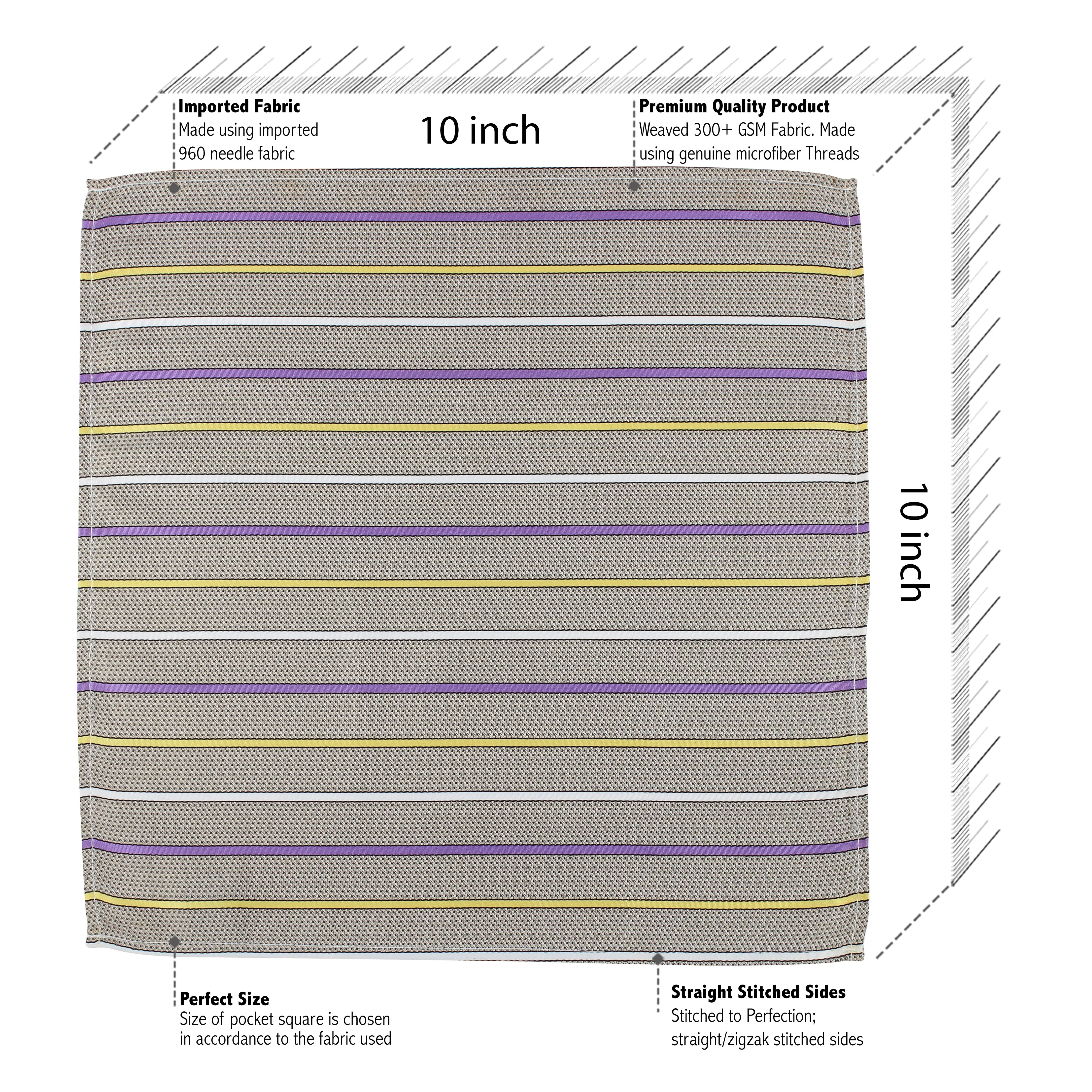 Kovove The Delightful Striped Grey Pocket Square For Men