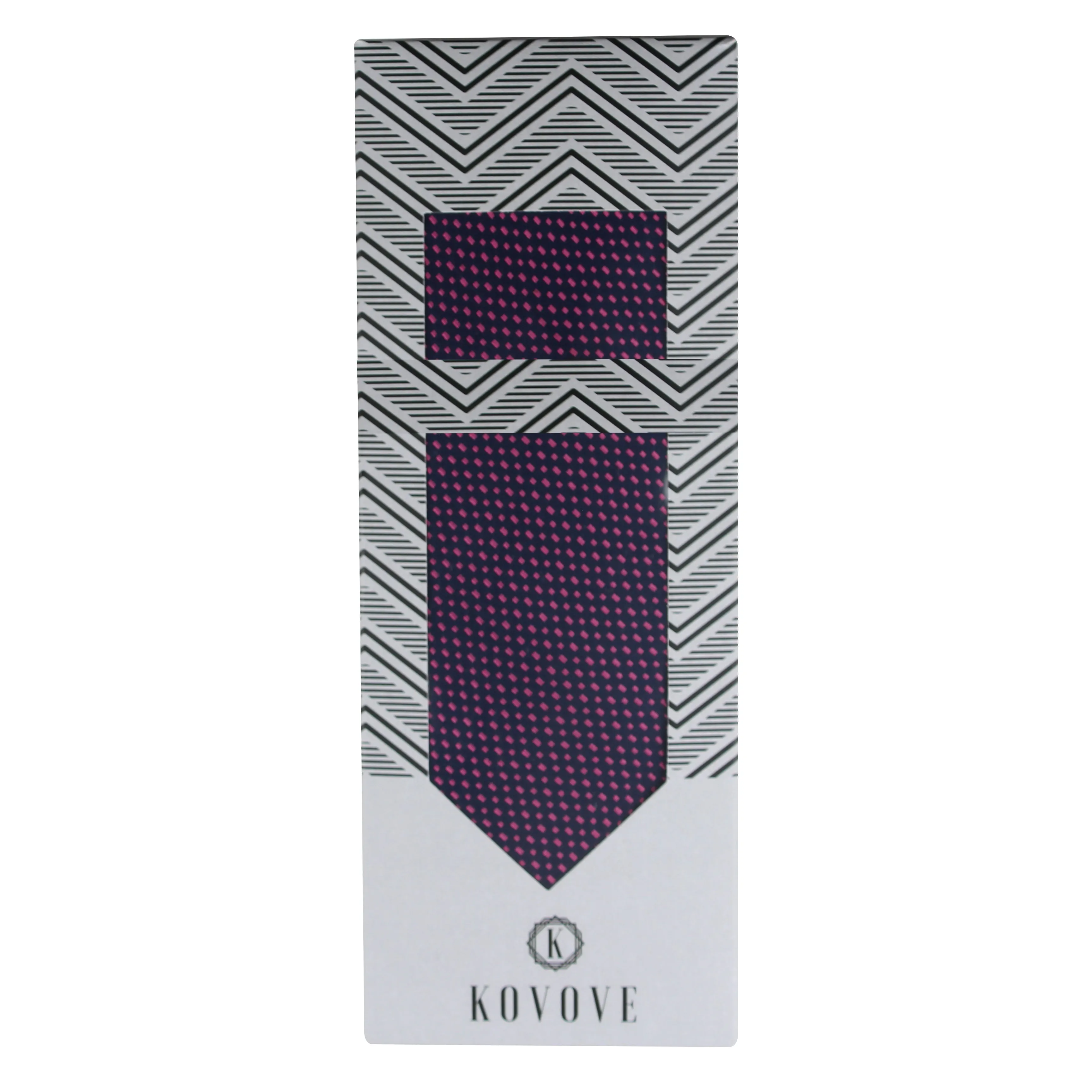 Kovove The Pleasing Dash Abstract Blue Necktie and Pocket Square Gift Box