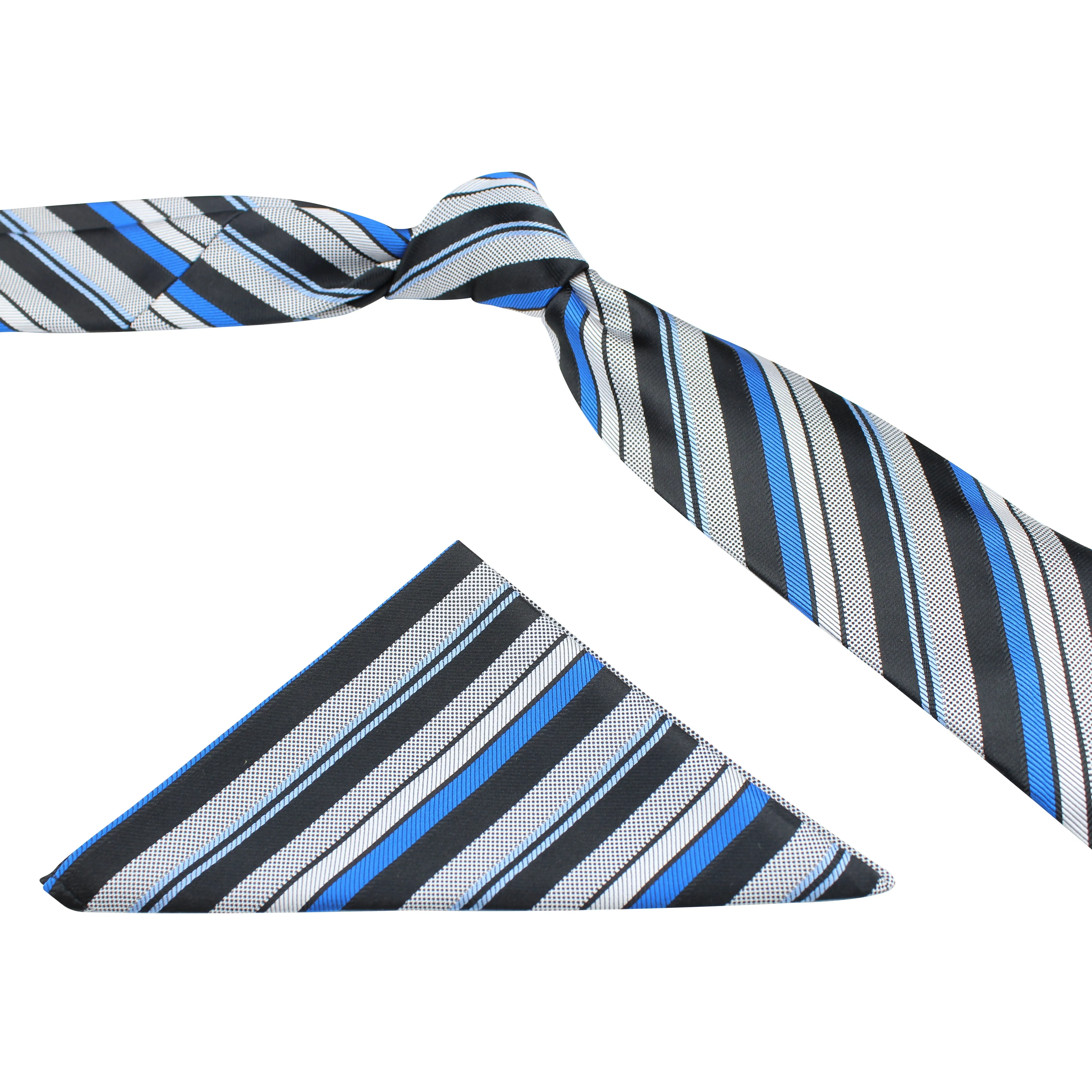 Kovove The Stripedara Grey Necktie and Pocket Square Gift Box