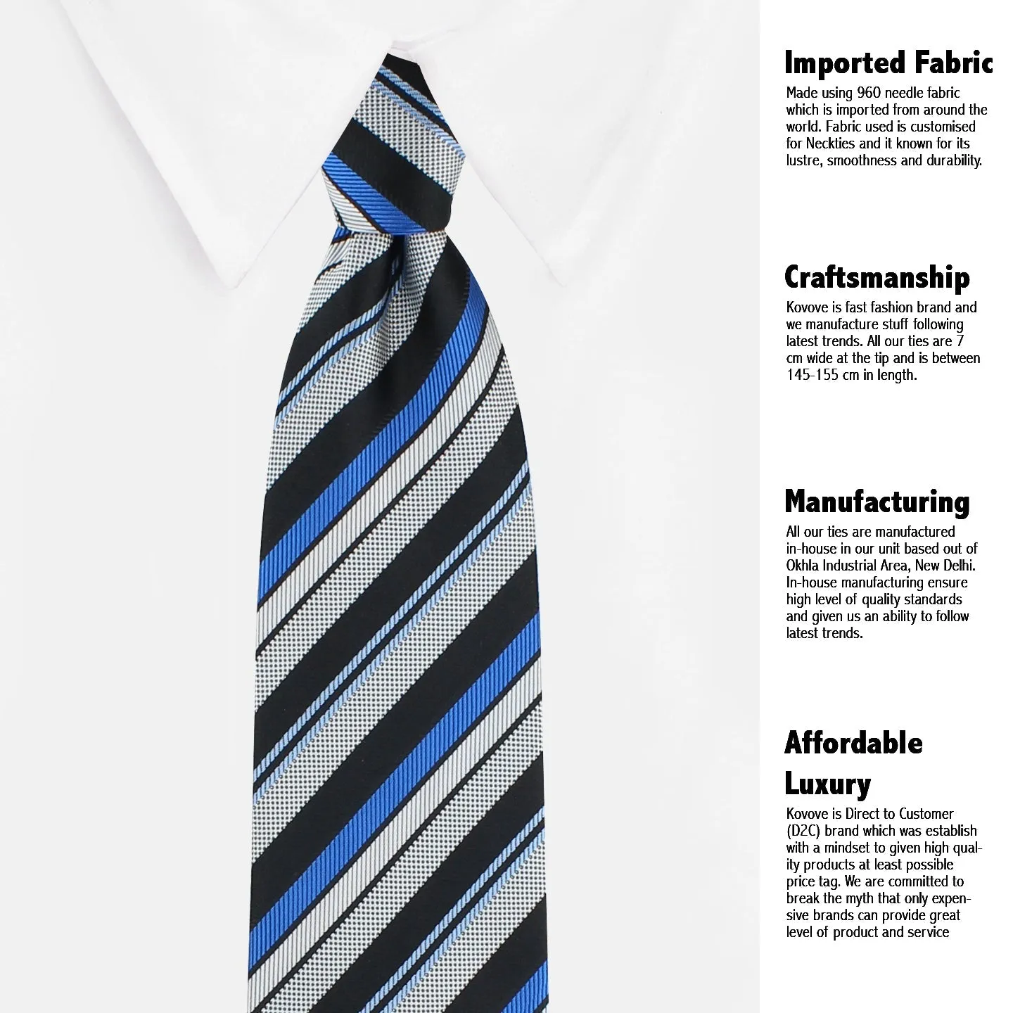 Kovove The Stripedara Grey Necktie For Men