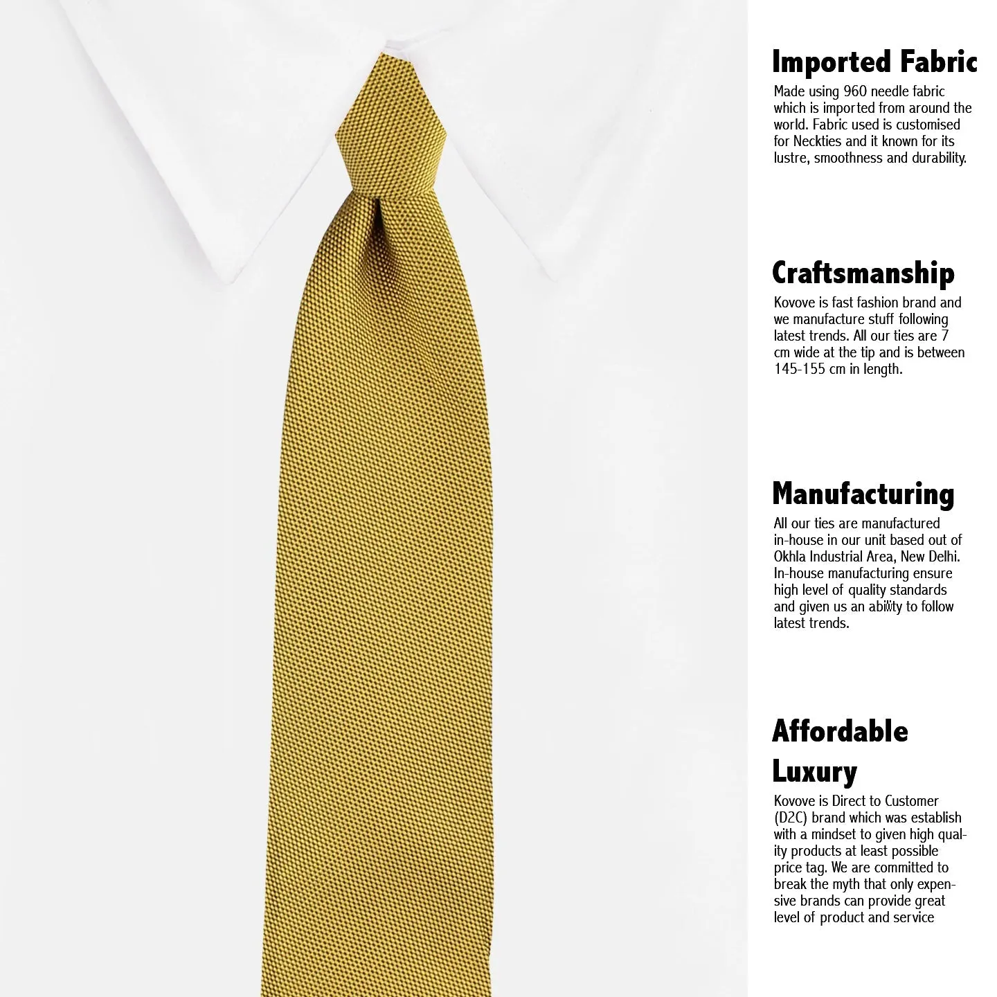 Kovove The Twining Dash Mustard Necktie and Pocket Square Gift Box