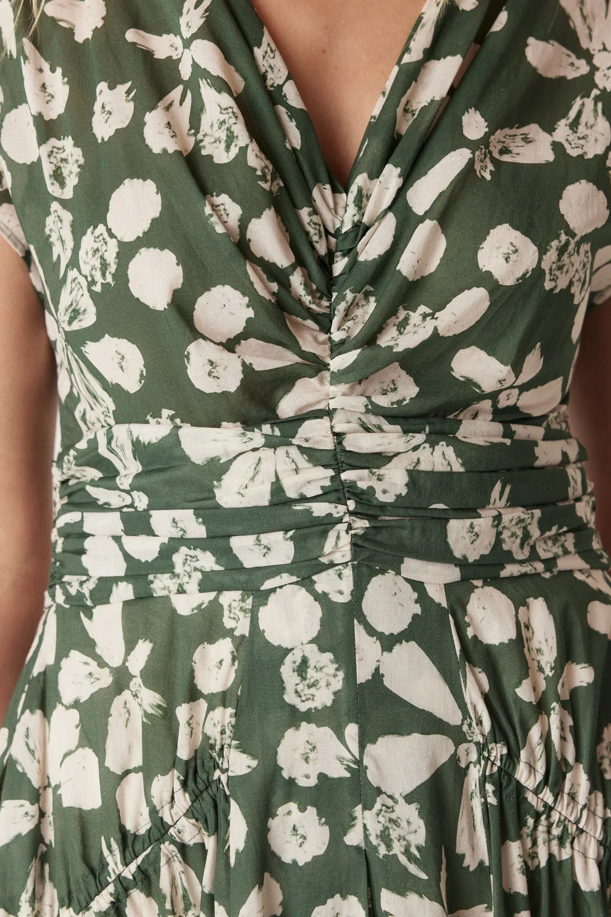 Layla Midi Dress - Khaki Floral
