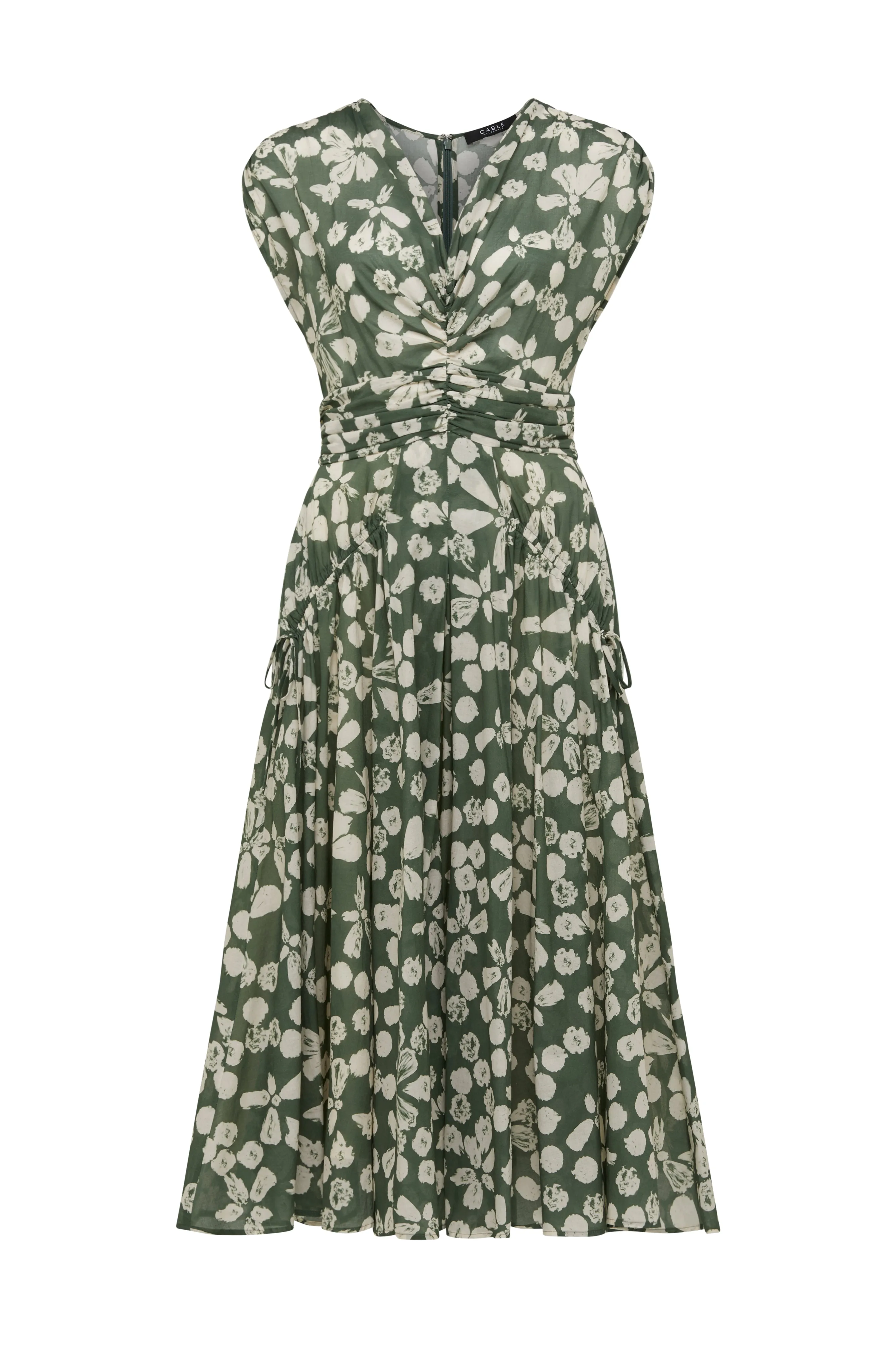 Layla Midi Dress - Khaki Floral
