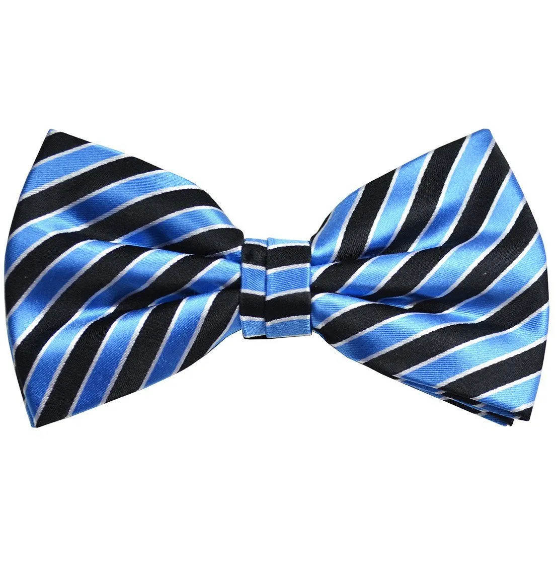 Light Blue and Black Striped Silk Bow Tie
