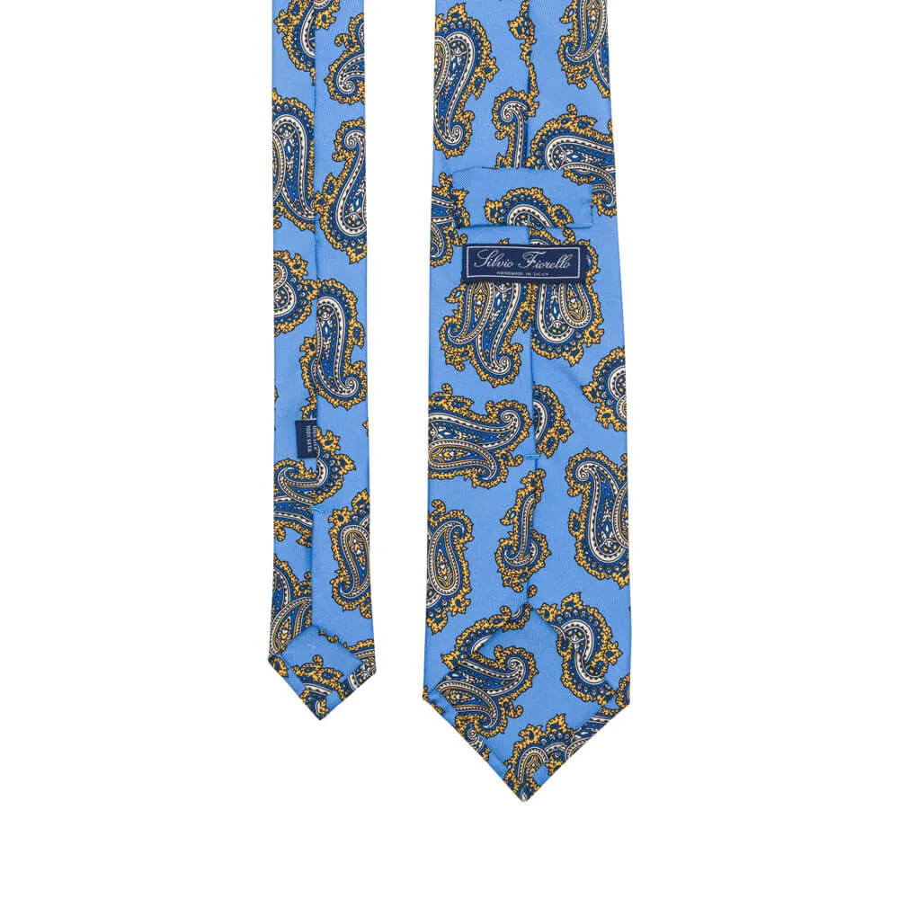 Light Blue Paisley Twill Silk Tie