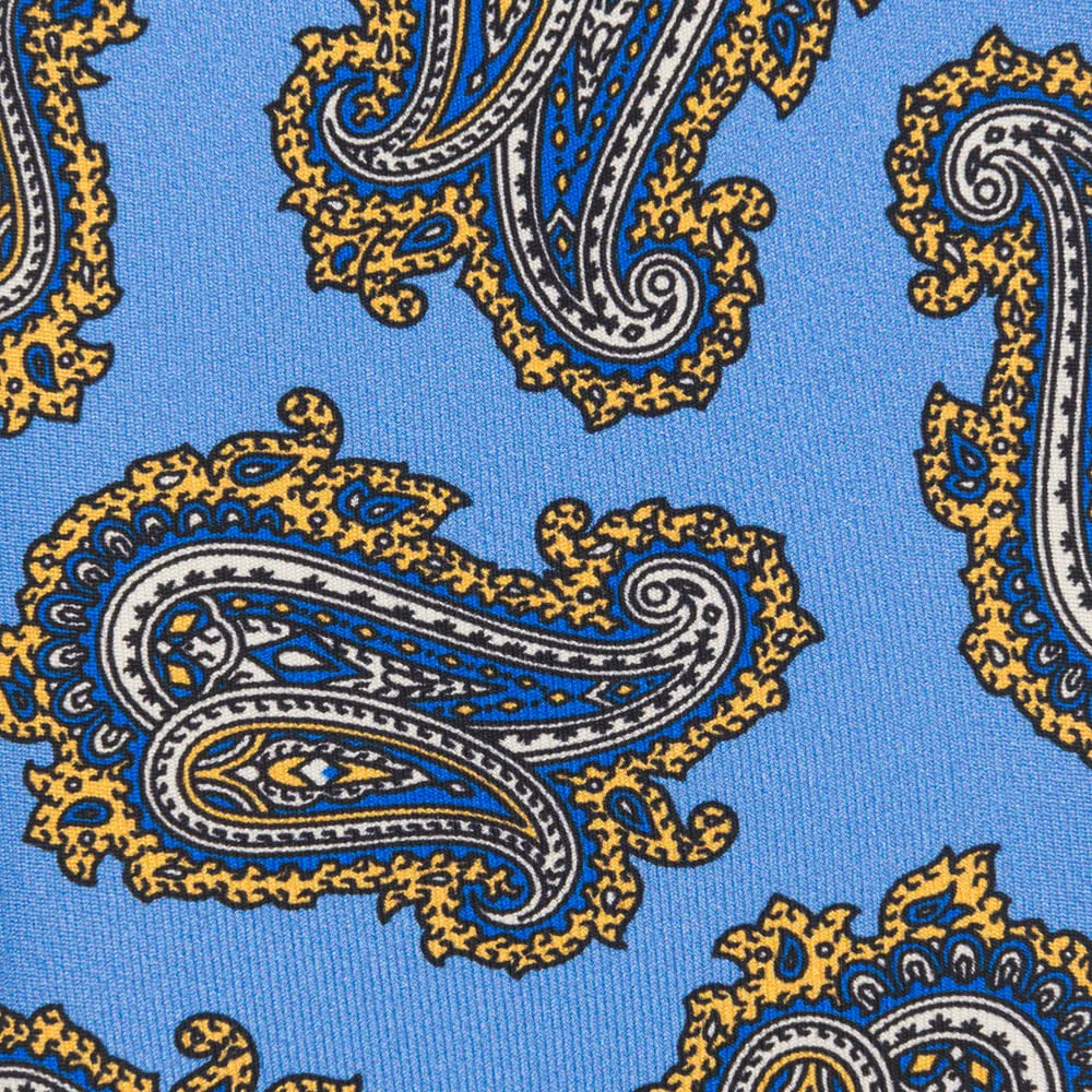 Light Blue Paisley Twill Silk Tie