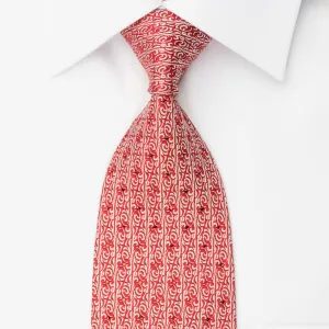 Mila Schon Rhinestone Necktie Silver Cartouche On Red Silk