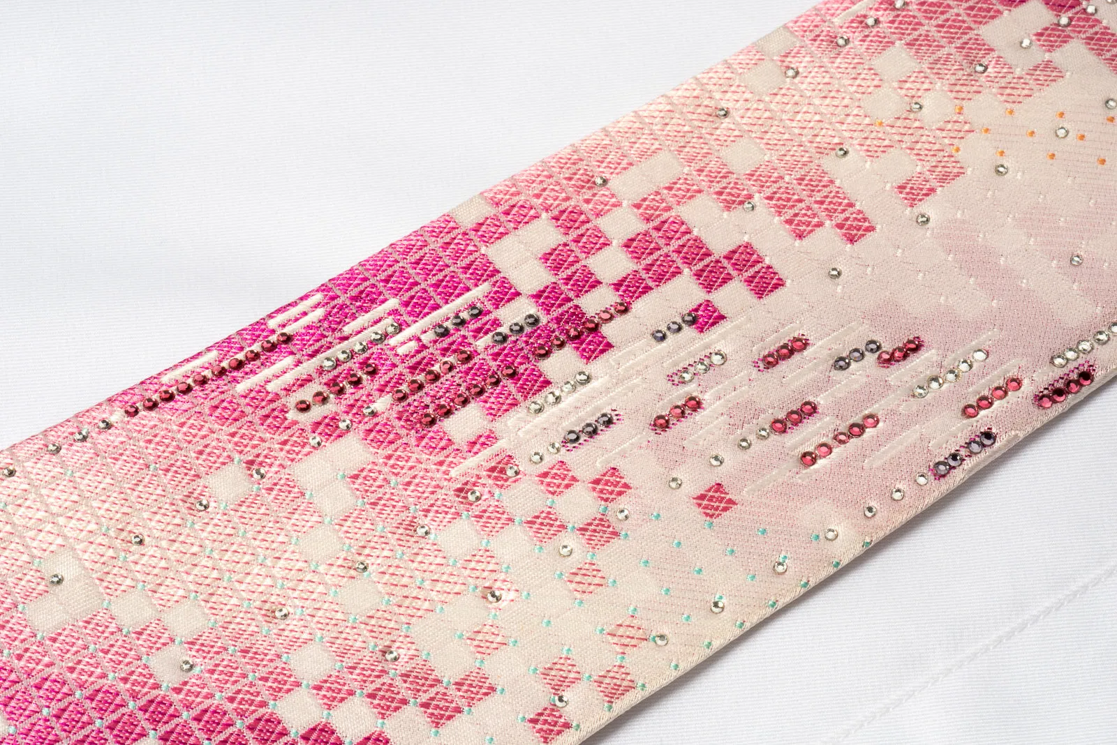 Pierre Cardin Rhinestone Necktie Pink Geometric With Silver Sparkles