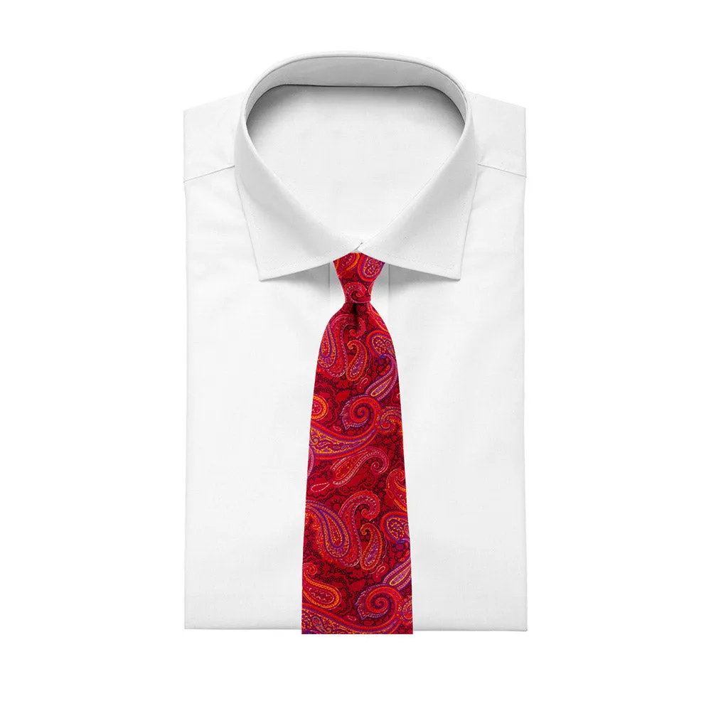 Sicilian Red Paisley Duchesse Silk Tie