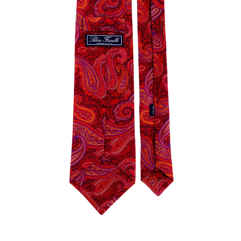 Sicilian Red Paisley Duchesse Silk Tie