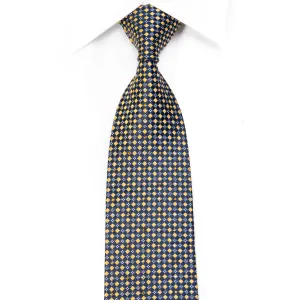 Renoma Men's Rhinestone Necktie Gold Checkered On Navy With Silver Sparkles