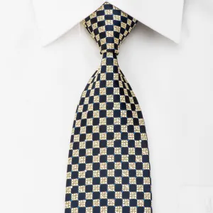 Rogatis Rhinestone Necktie Gold Navy Checkered With Sparkles