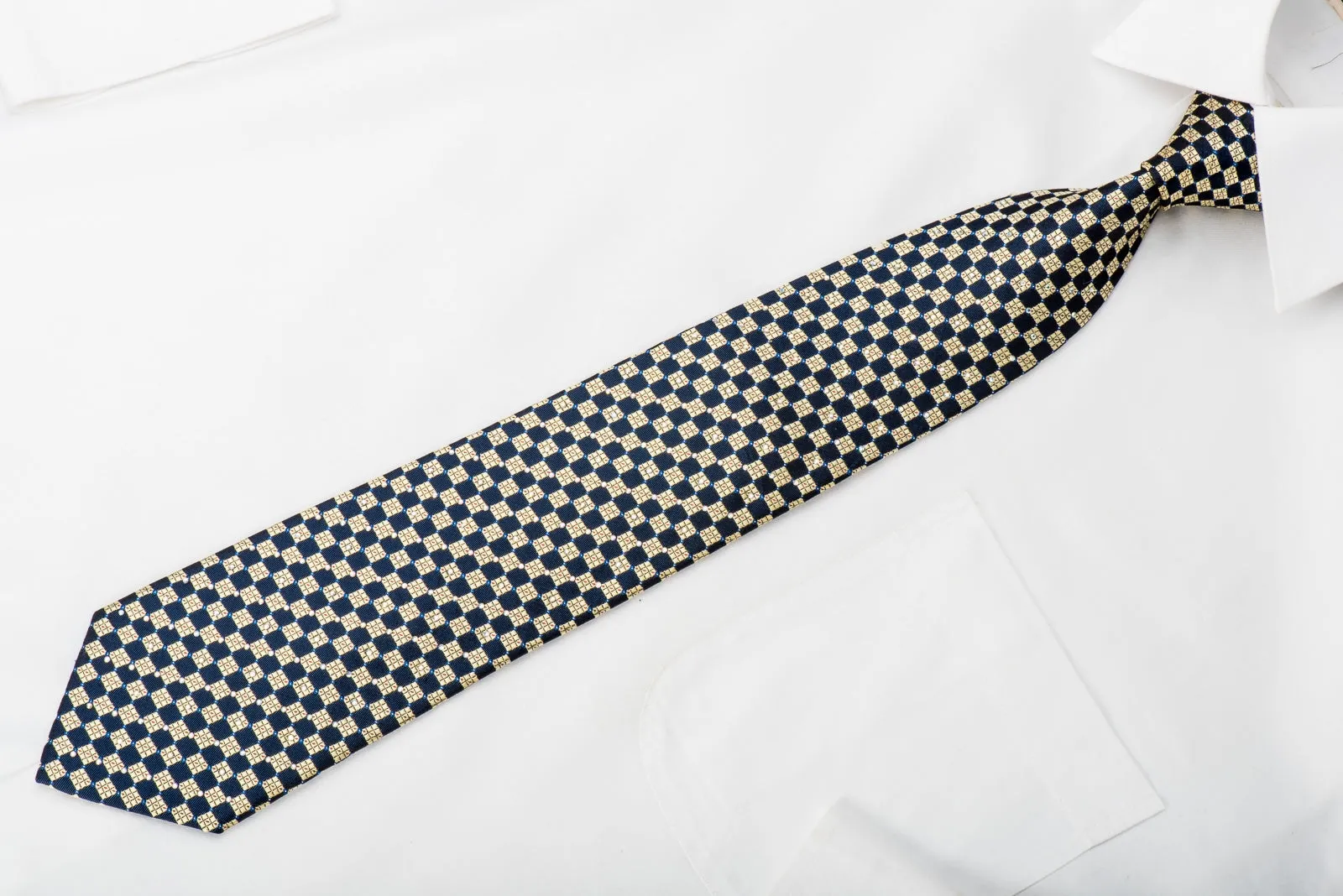 Rogatis Rhinestone Necktie Gold Navy Checkered With Sparkles