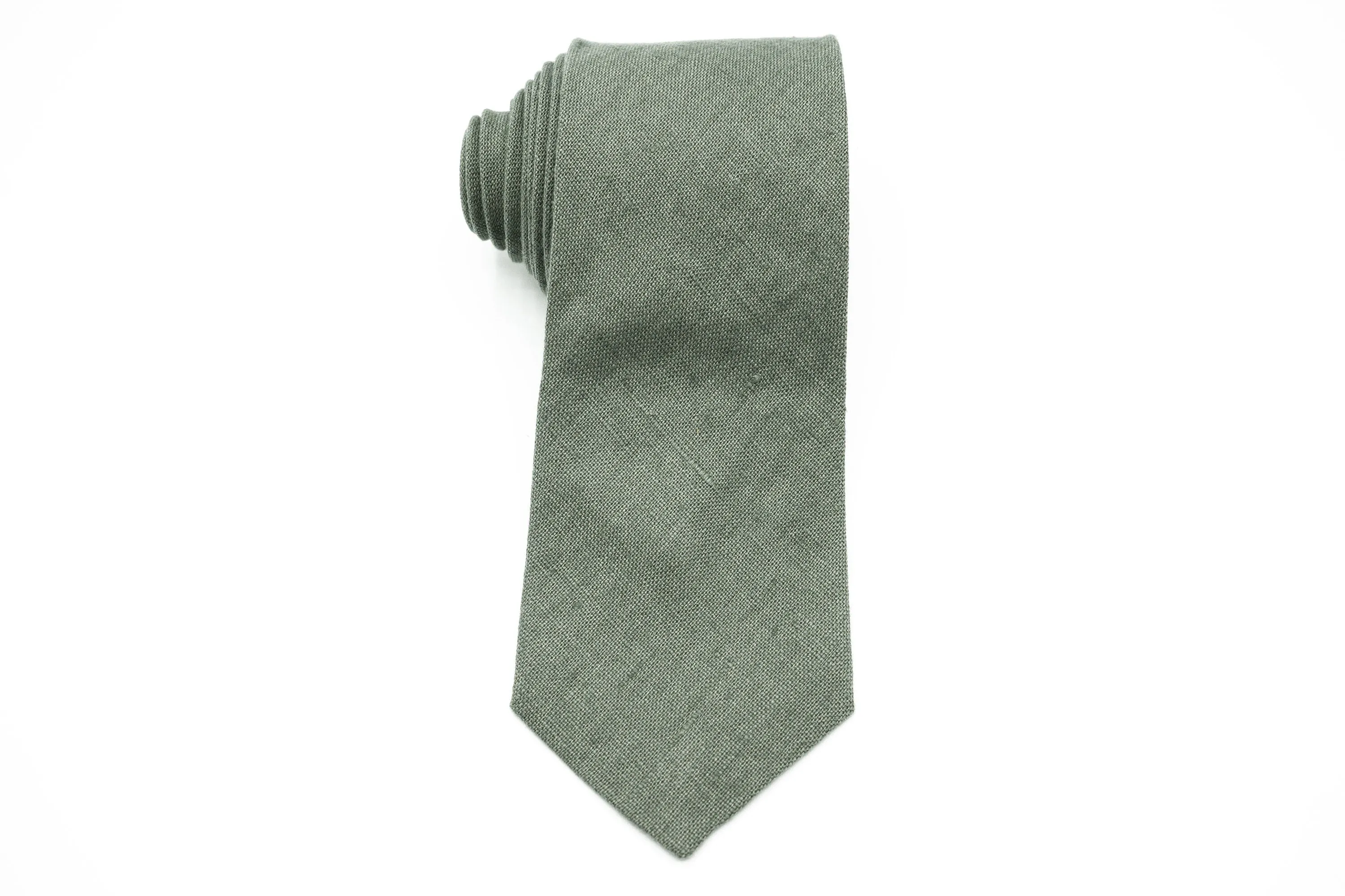 Sage Green Linen Necktie Collection: Includes Dusty, Bright, Dark, Eucalyptus & Classic Sage - Perfect for Groomsmen and Sage Green Weddings