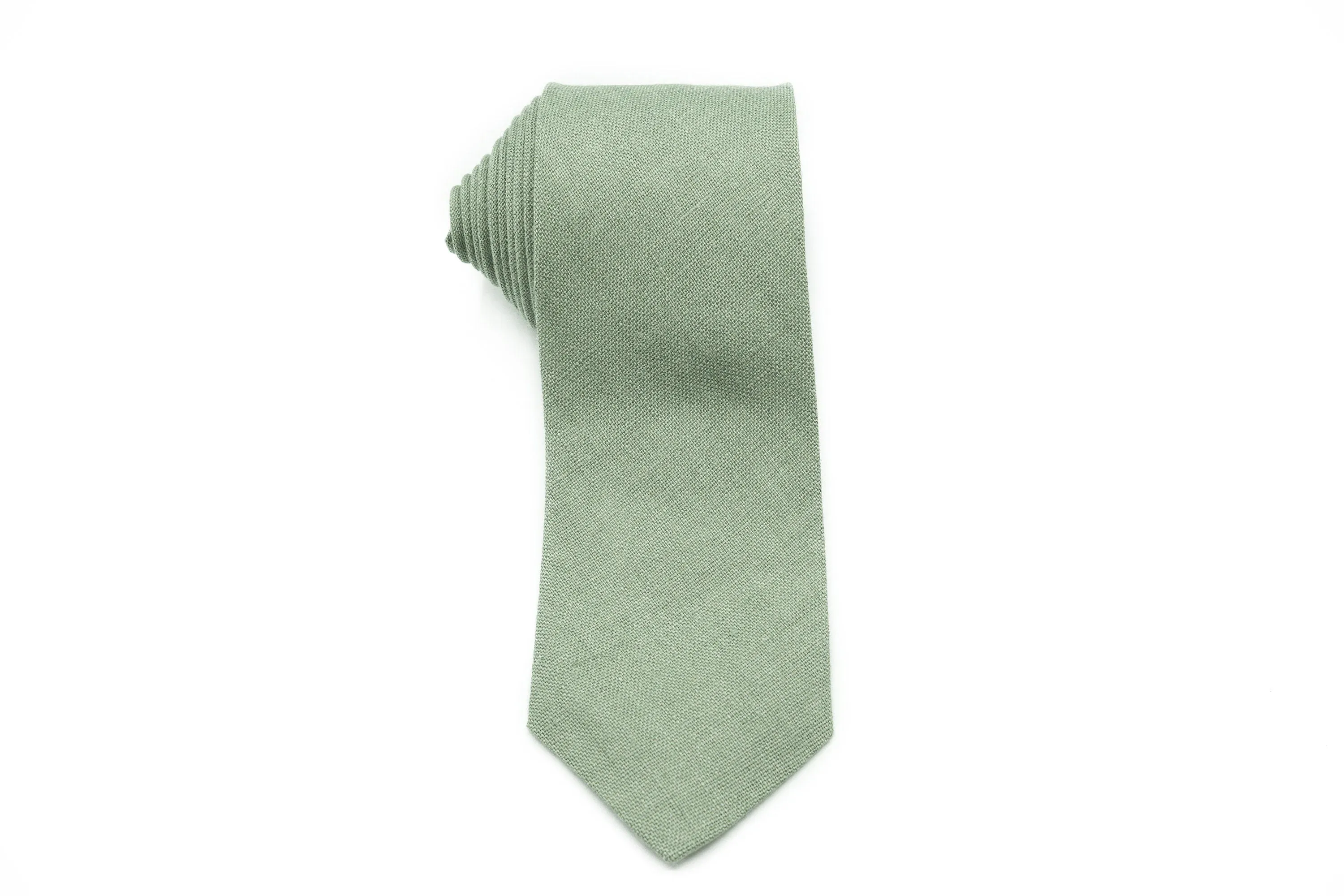 Sage Green Linen Necktie Collection: Includes Dusty, Bright, Dark, Eucalyptus & Classic Sage - Perfect for Groomsmen and Sage Green Weddings